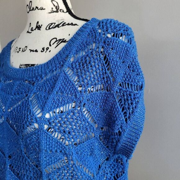 Vintage y2k candie's blue crochet crop top button details maximalist mcbling - Picture 3 of 8